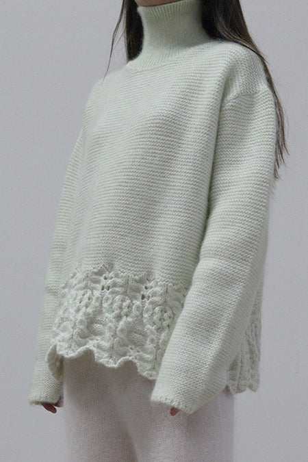 SWAYING/KNIT Lace Detail Big Sweater SW212SZ21 Green